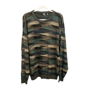 Vintage TSR USA Knit Sweater XLT USA 90s Abstract Earth Grandpa Retro Streetwear